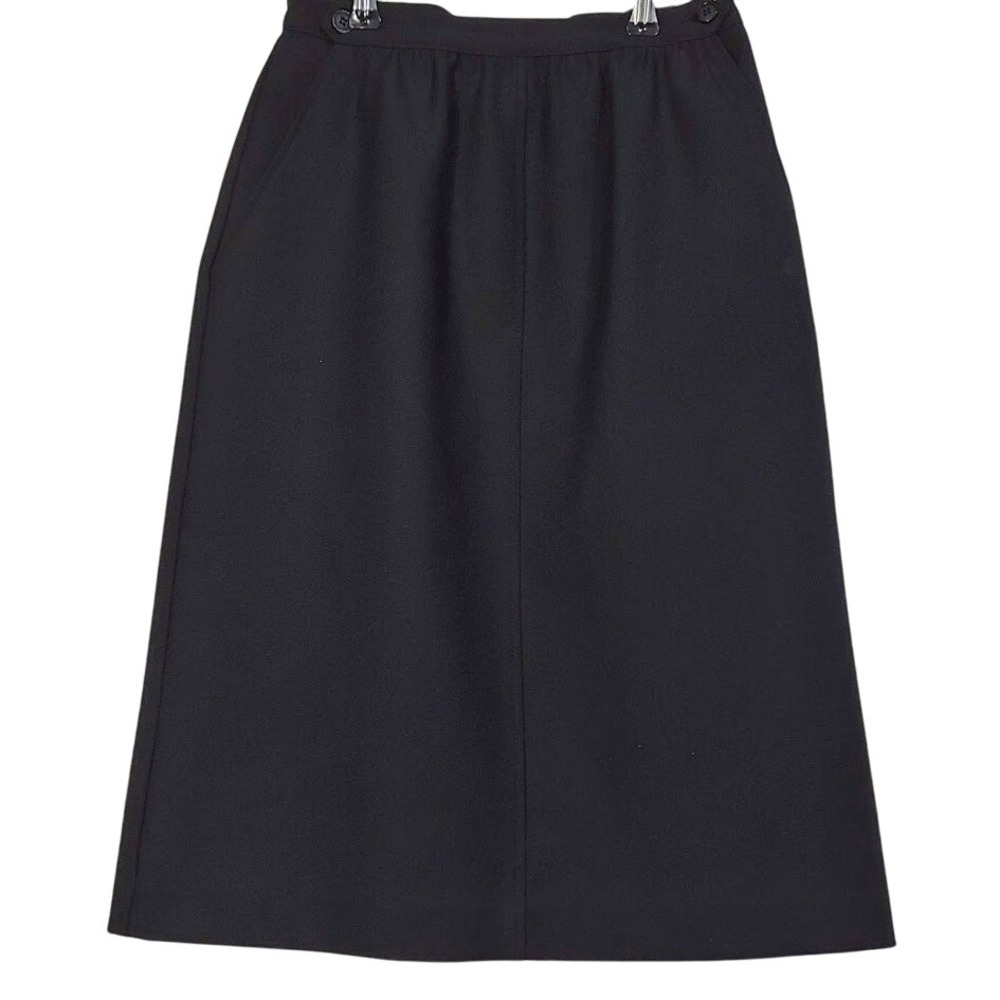 Haberdasbery Black A Line 8 Womens   Midi Skirt Elastic Waist Pockets Career